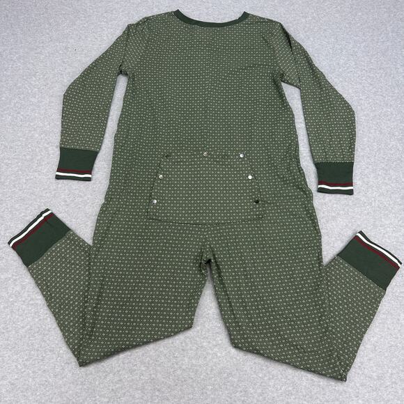Hearth & Hand Magnolia One Piece Christmas Pajama Sz 2XL Green Dotted Butt Flap - Picture 8 of 16